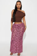 In A Bratty Mood Velvet Tiger Stripe Maxi Skirt - Purple/combo